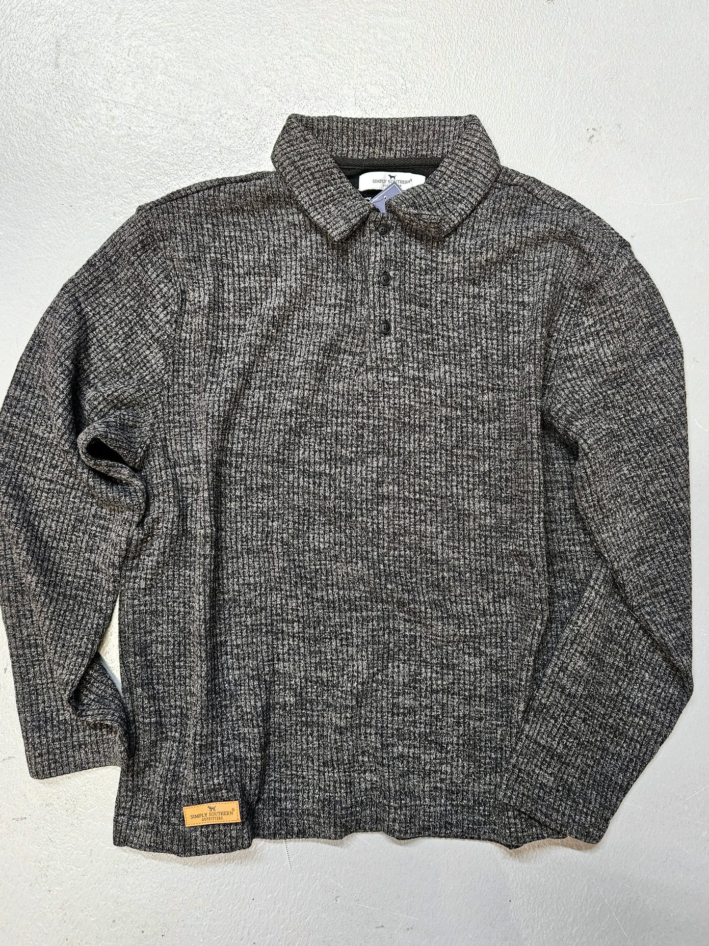 Men's Knit Polo- Charcoal