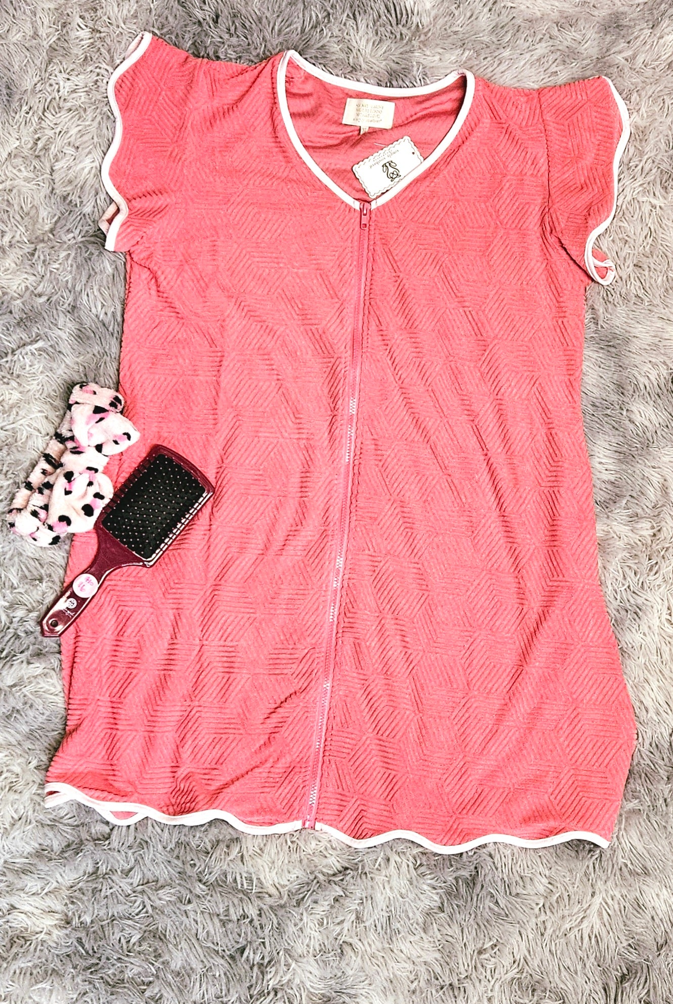 Simply Southern Get Ready Zippered Robe/Cover Up - Hot Pink