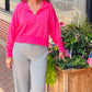 Simply Southern Hot Pink Quarter Zip Crop