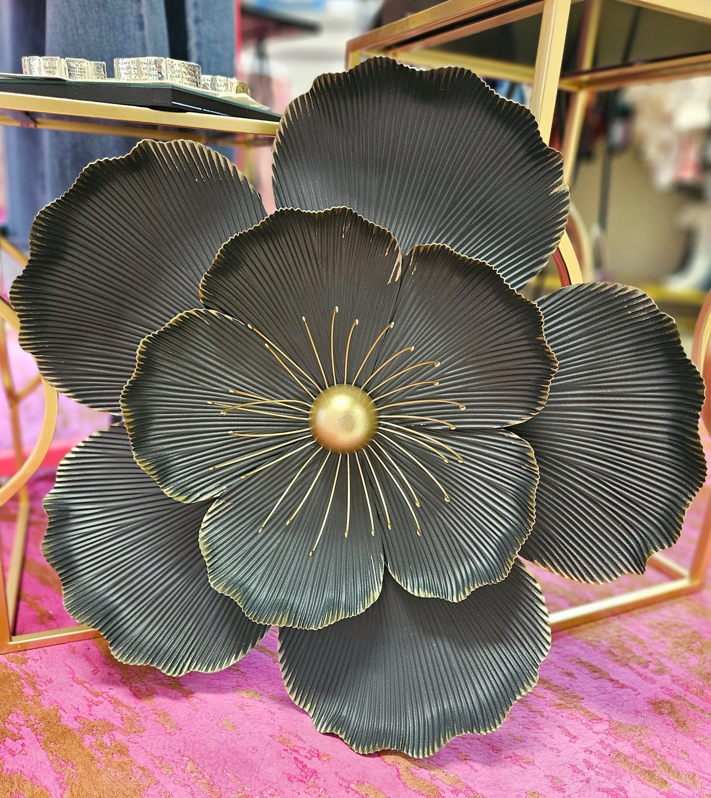 Metal Wall Art [black & gold flower]