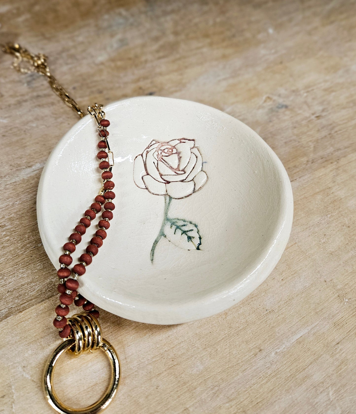 Handstamped Floral Trinket Dish