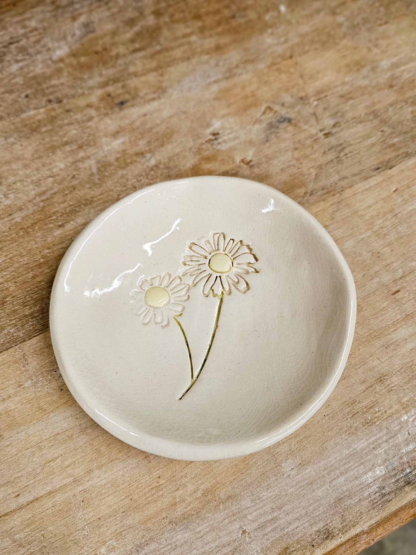 Handstamped Floral Trinket Dish