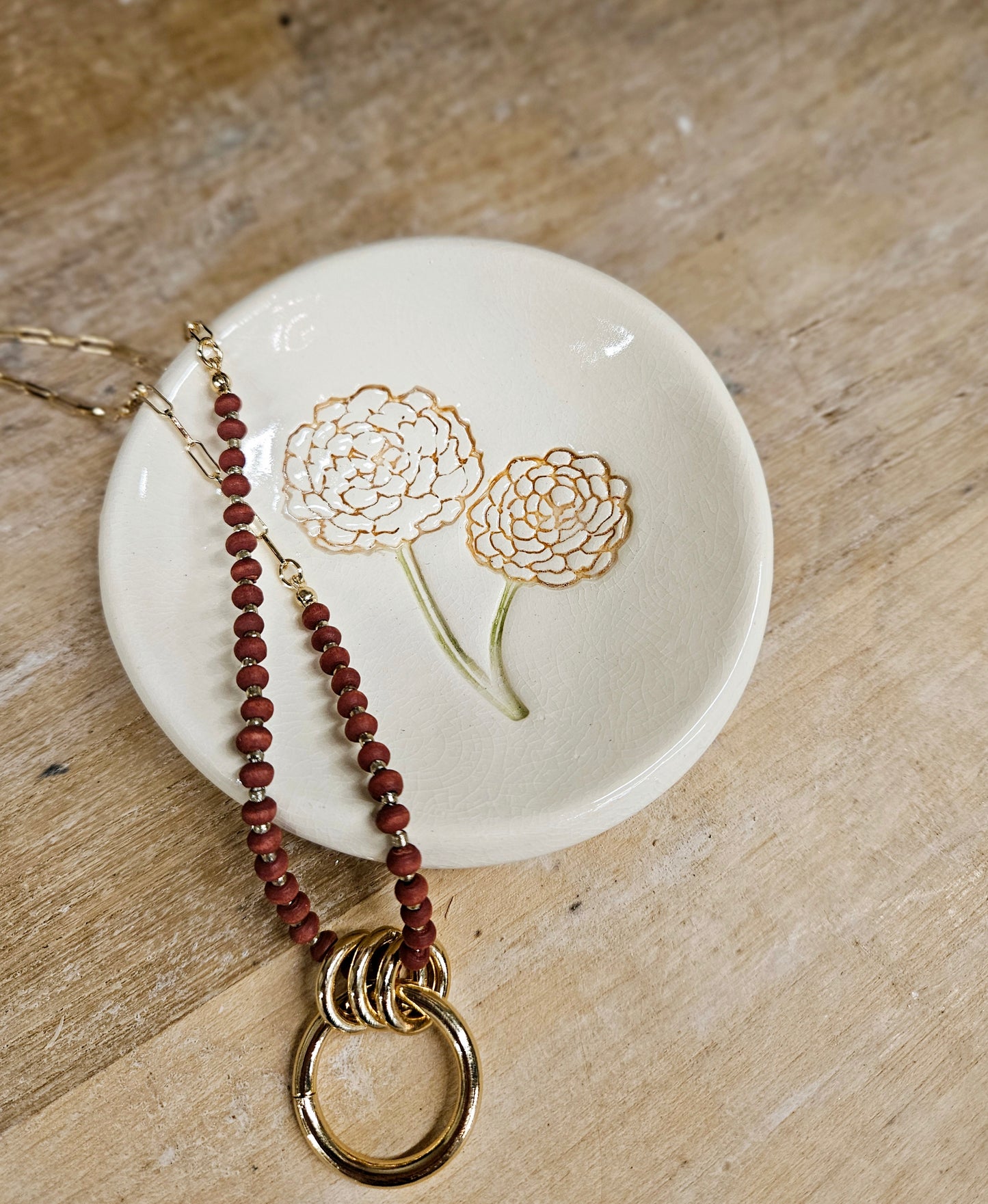 Handstamped Floral Trinket Dish