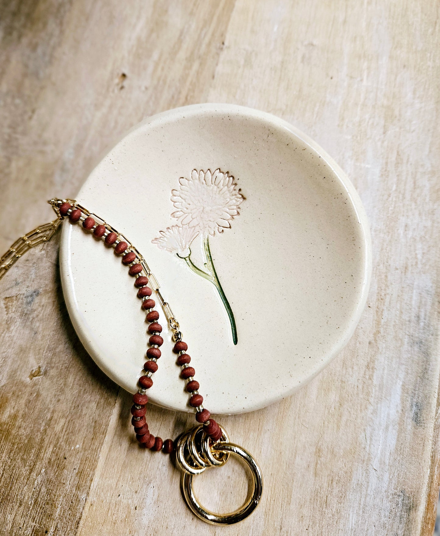 Handstamped Floral Trinket Dish