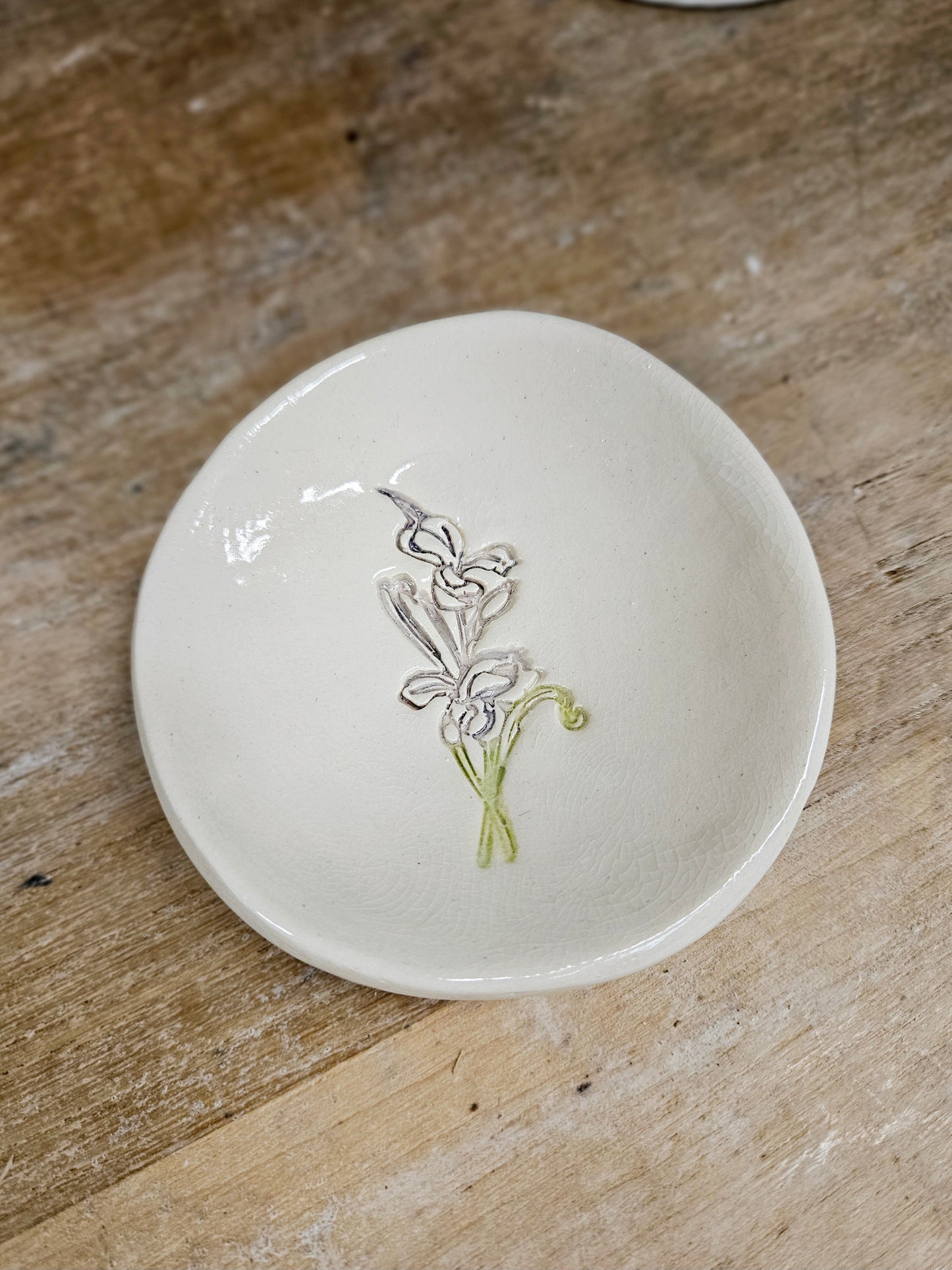 Handstamped Floral Trinket Dish