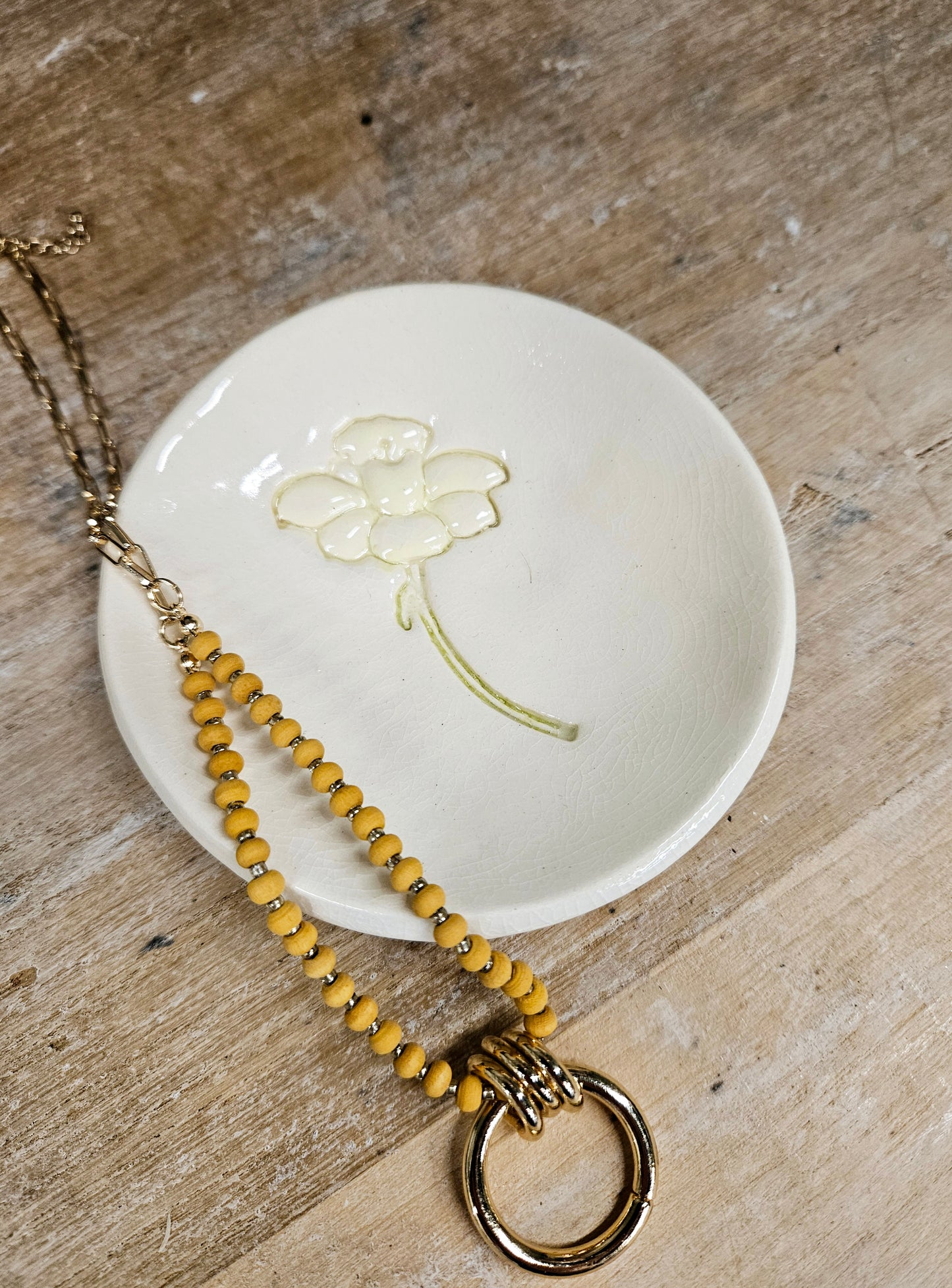 Handstamped Floral Trinket Dish