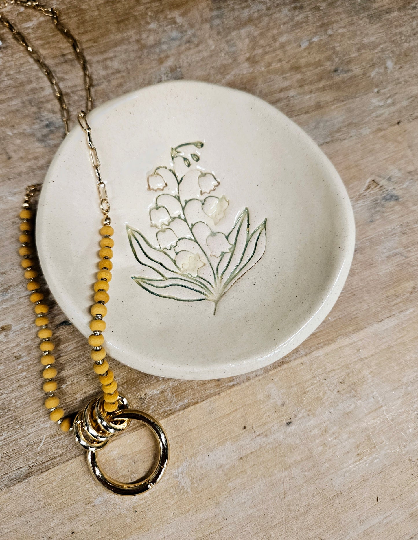 Handstamped Floral Trinket Dish