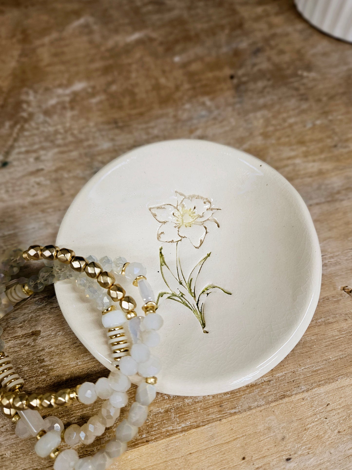 Handstamped Floral Trinket Dish