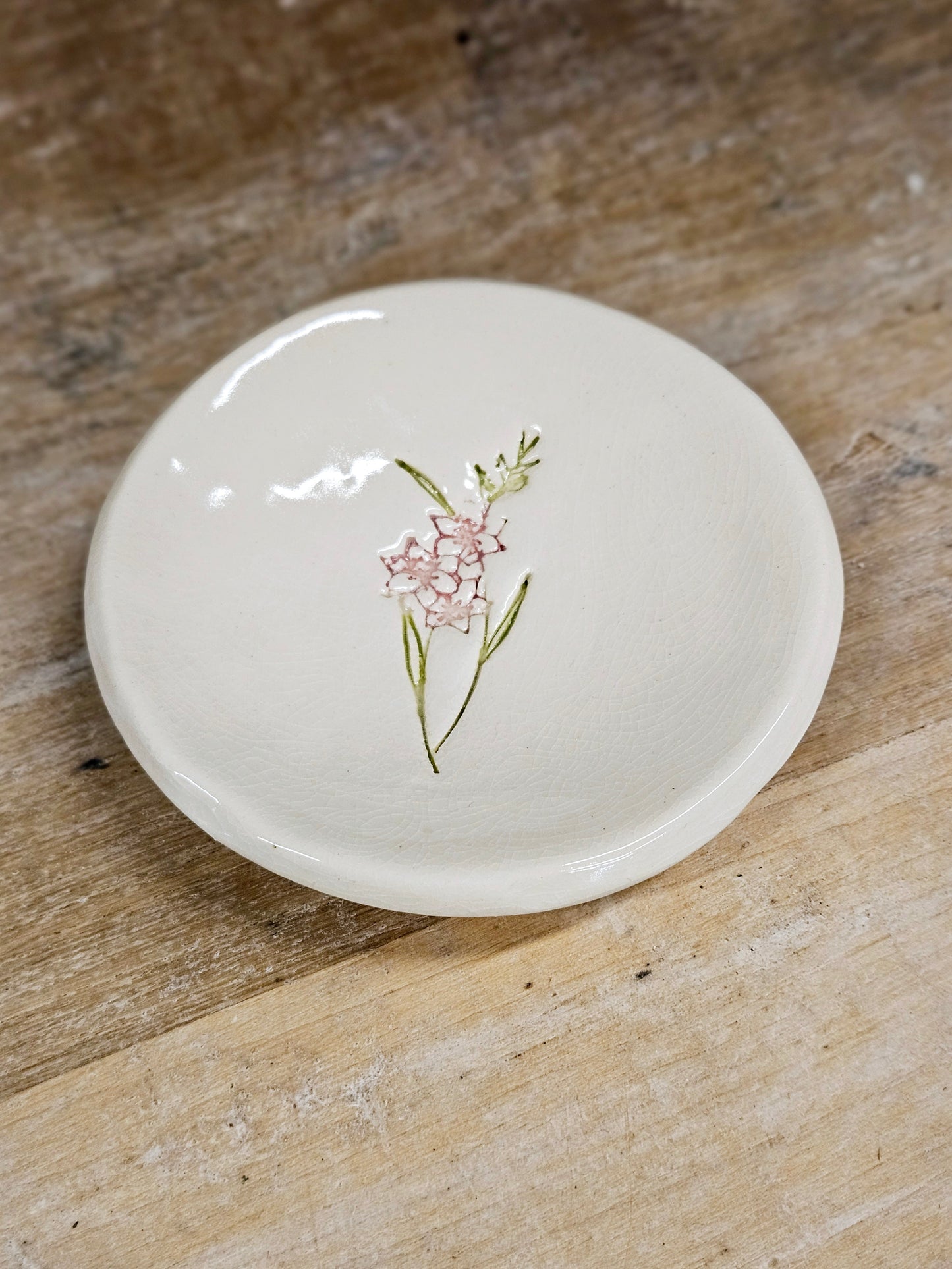 Handstamped Floral Trinket Dish