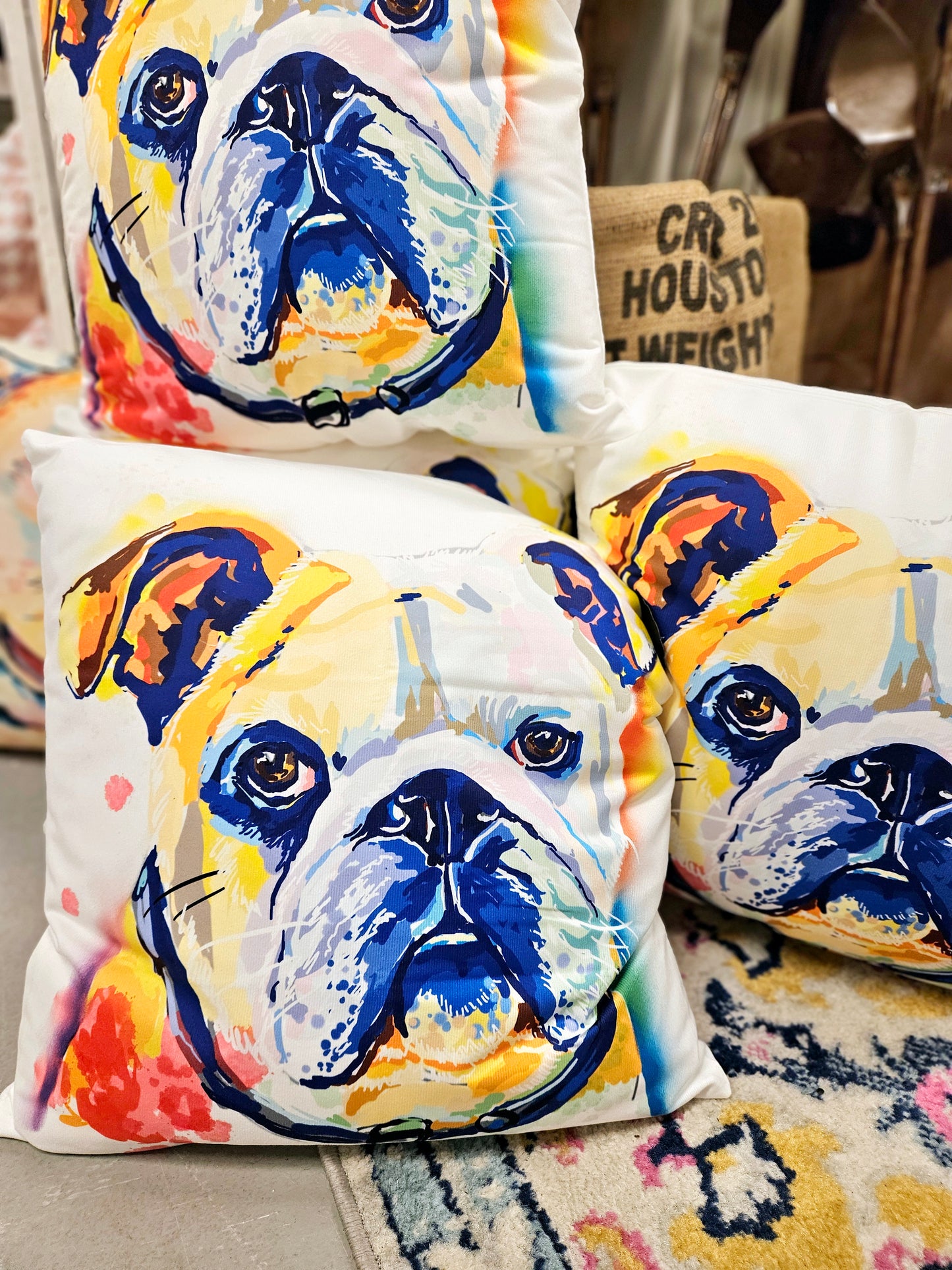 Watercolor Bulldog Pillow