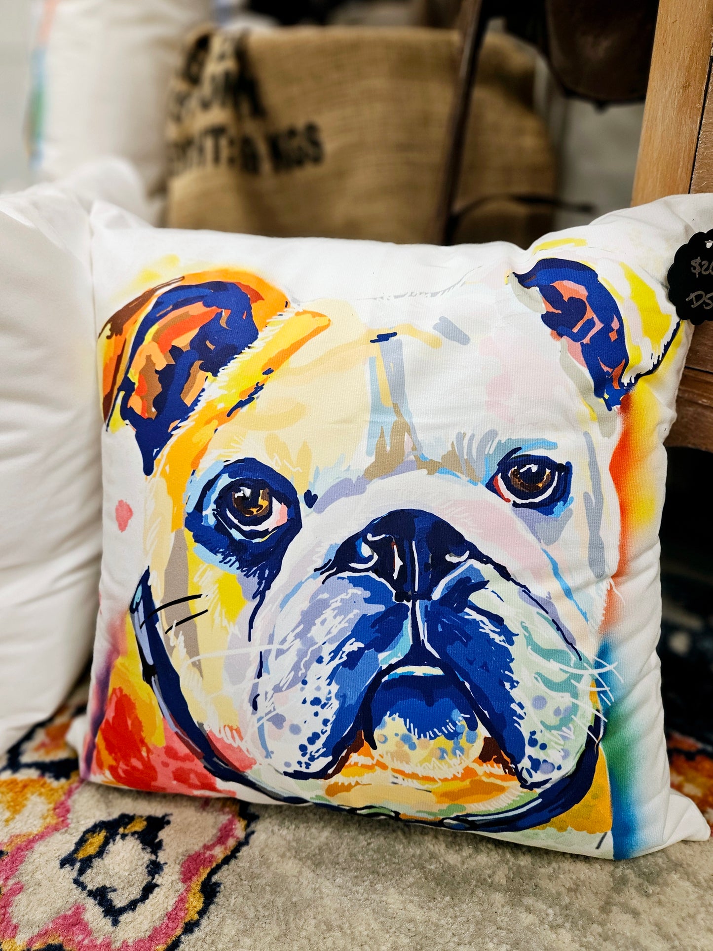 Watercolor Bulldog Pillow