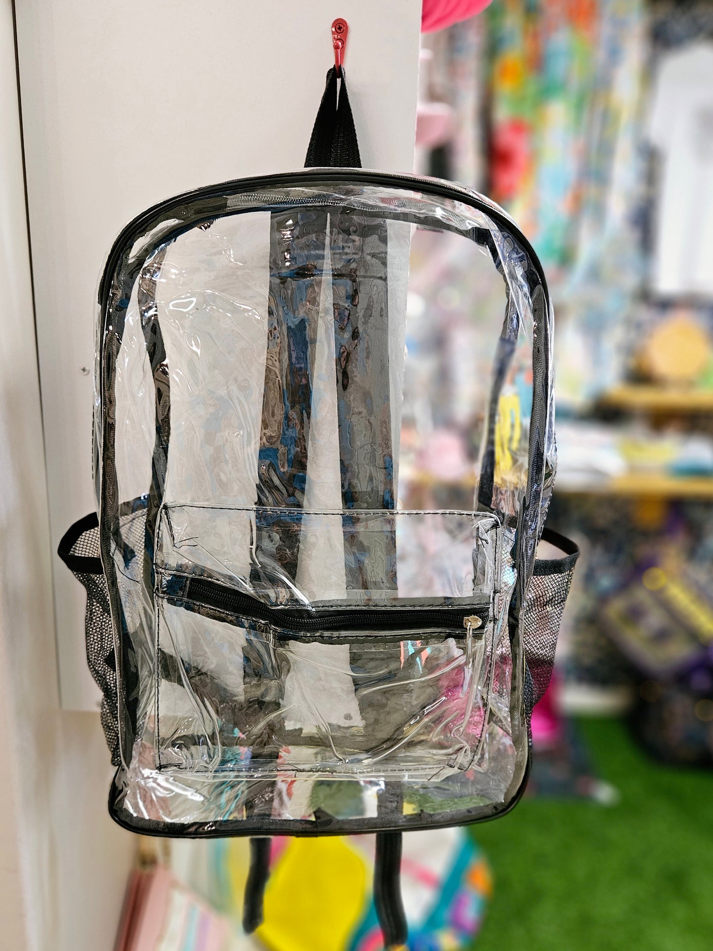 Large Clear & Black Outlined Backpack