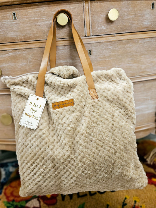 Simply Southern 2 in 1 Tote + Blanket (Taupe)