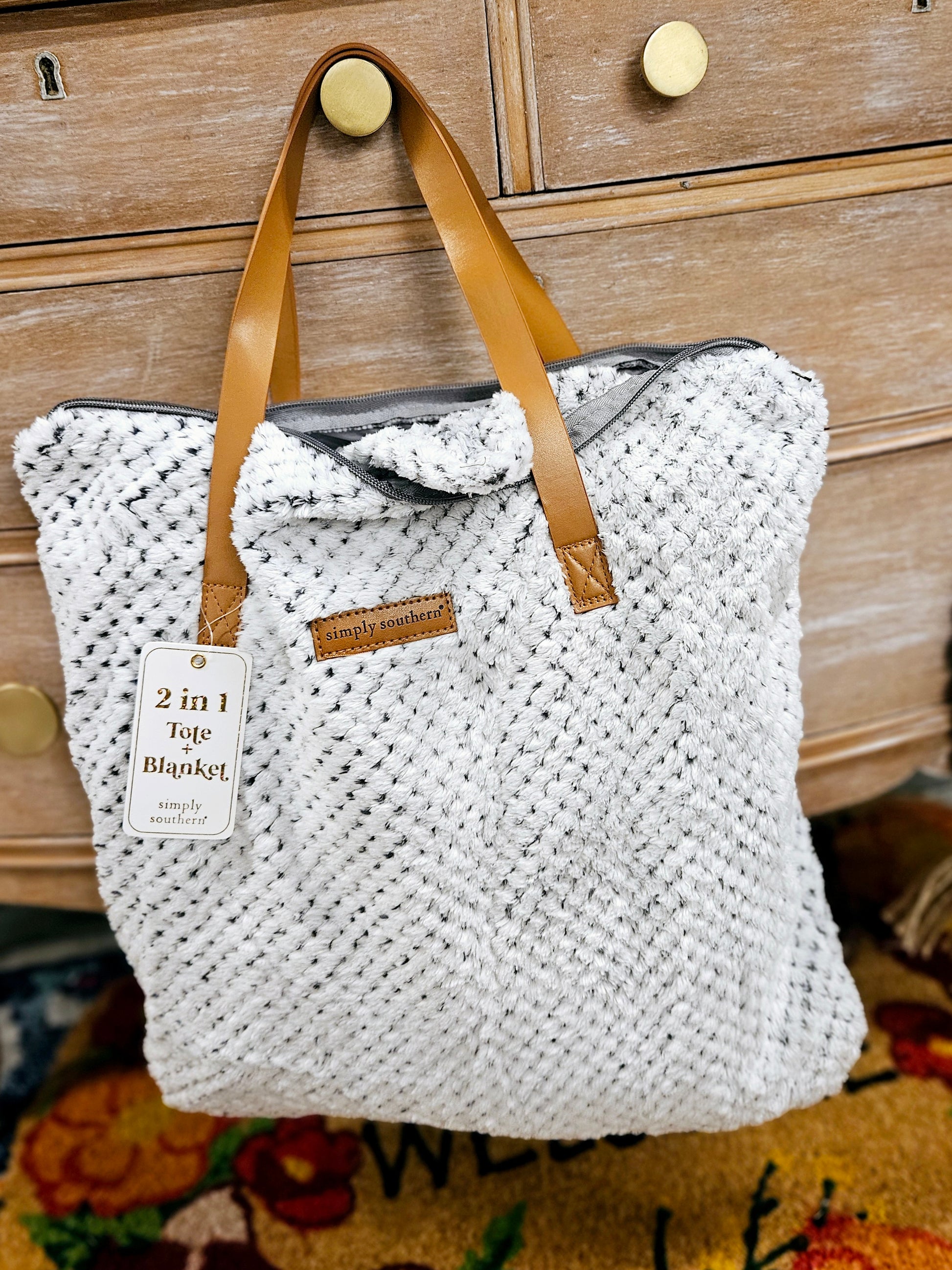 blanket small traveler tote bag Simply Southern 2 in 1 Tote + Blanket (Gray)