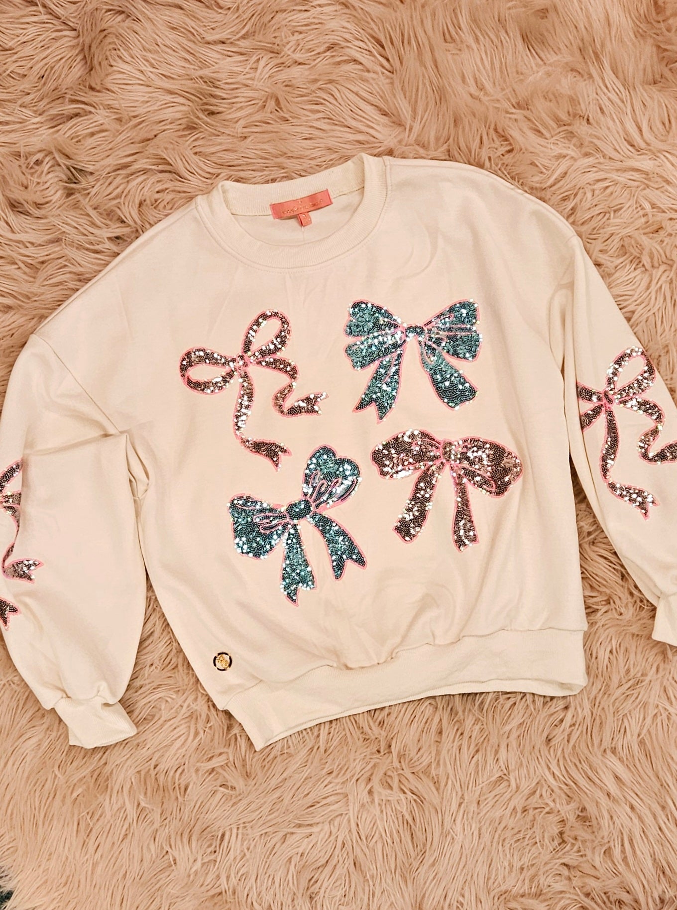 Simply Southern Sequin Ribbon Crew Sweatshirt