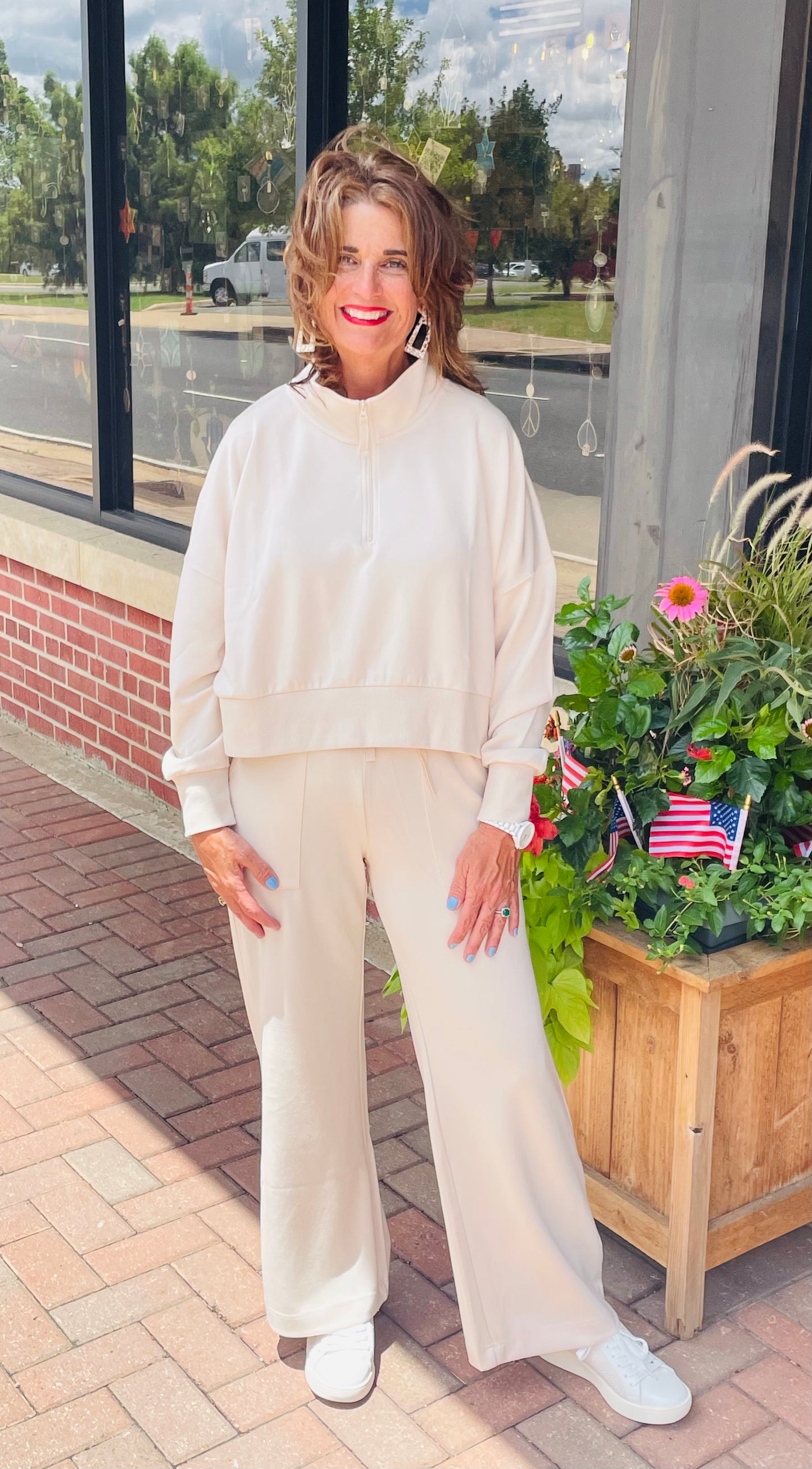 Simply Southern Cream Quarter Zip Crop