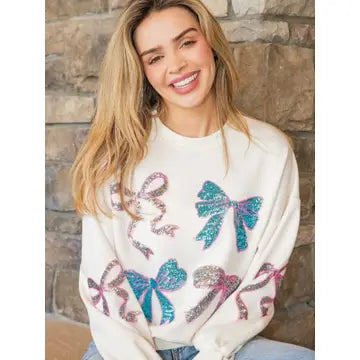 Simply Southern Sequin Ribbon Crew Sweatshirt