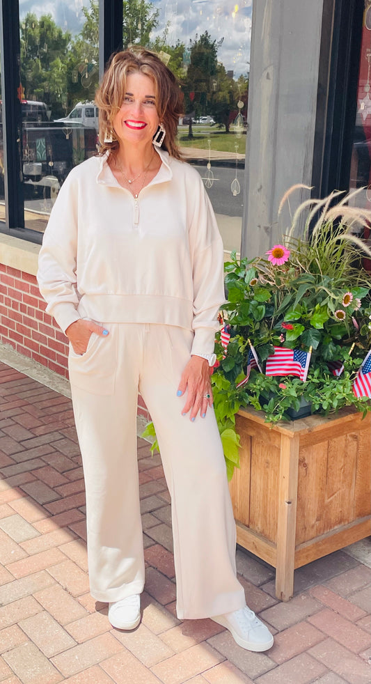 Simply Southern Cream Quarter Zip Crop