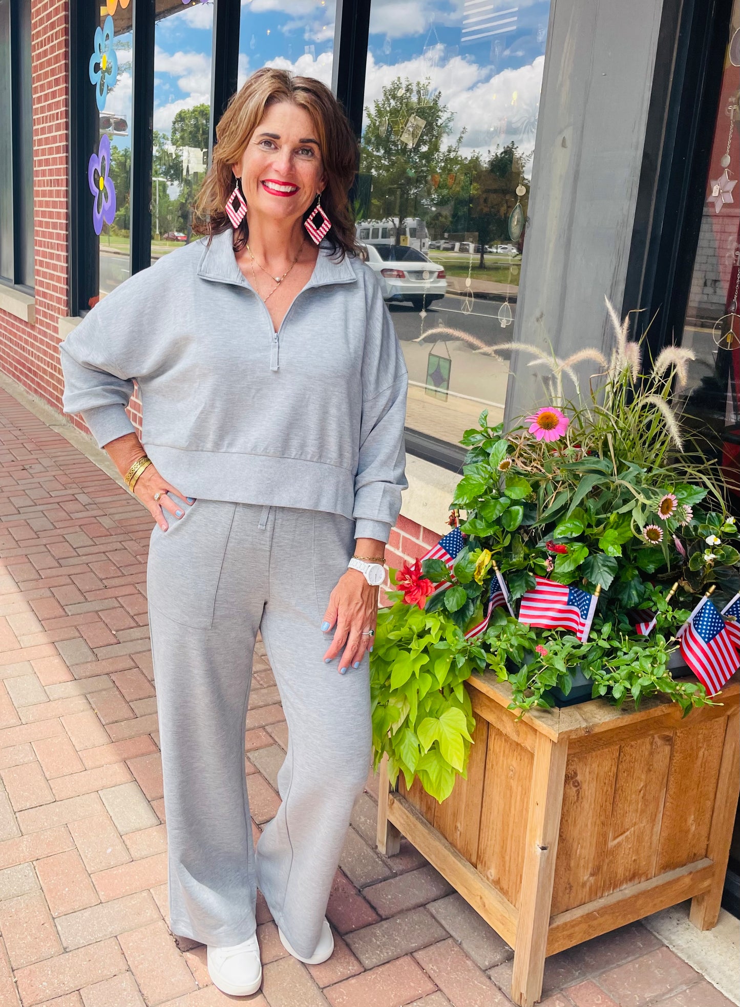 Simply Southern Gray Quarter Zip Crop