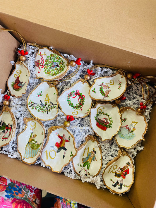 12 Days of Christmas Oyster Ornament Boxed Set